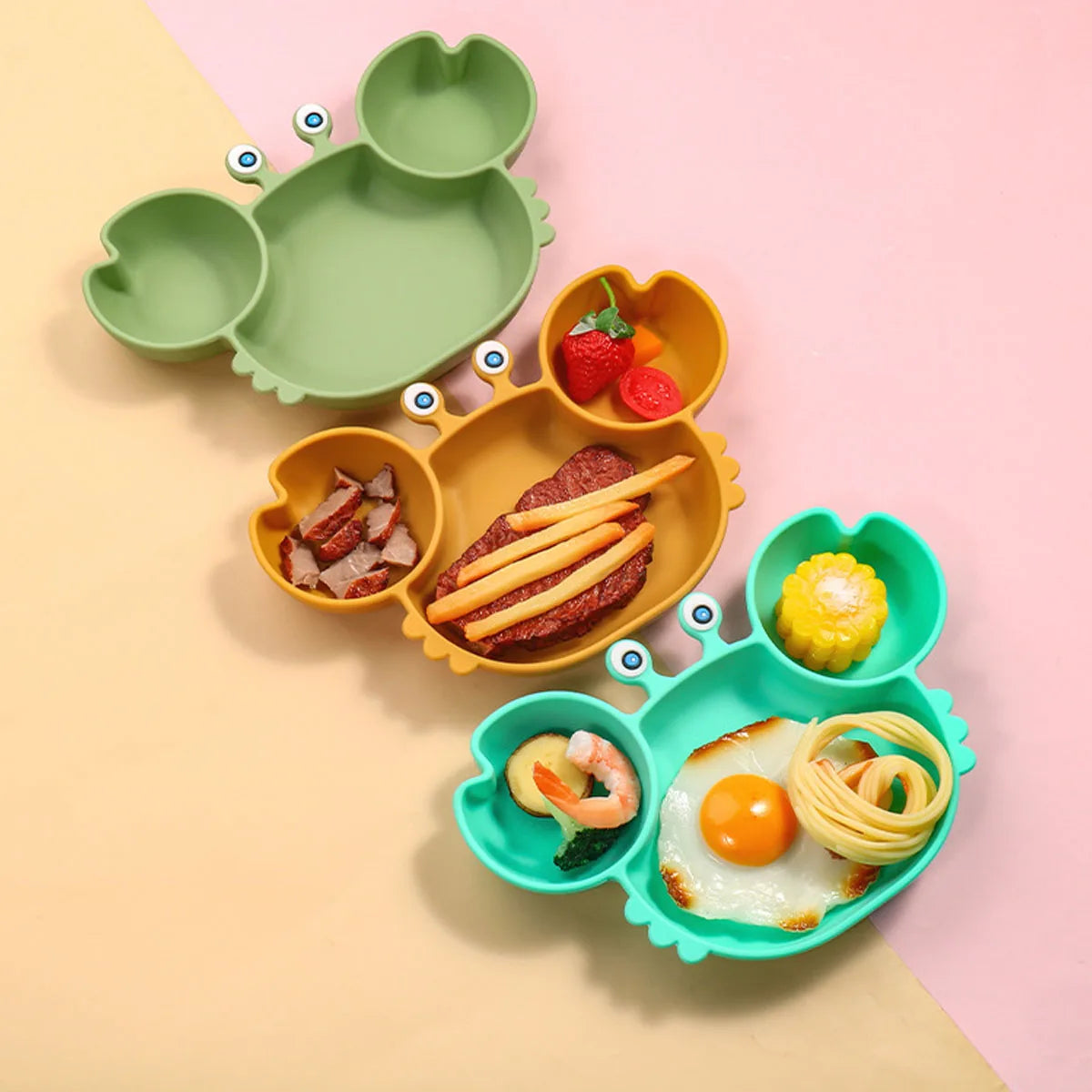 Kit alimentação silicone em forma de caranguejo 🦀