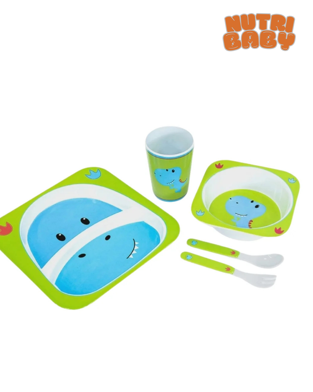 Kit Alimentação Bebê Turminha Animal 5 Peças Dino🦕