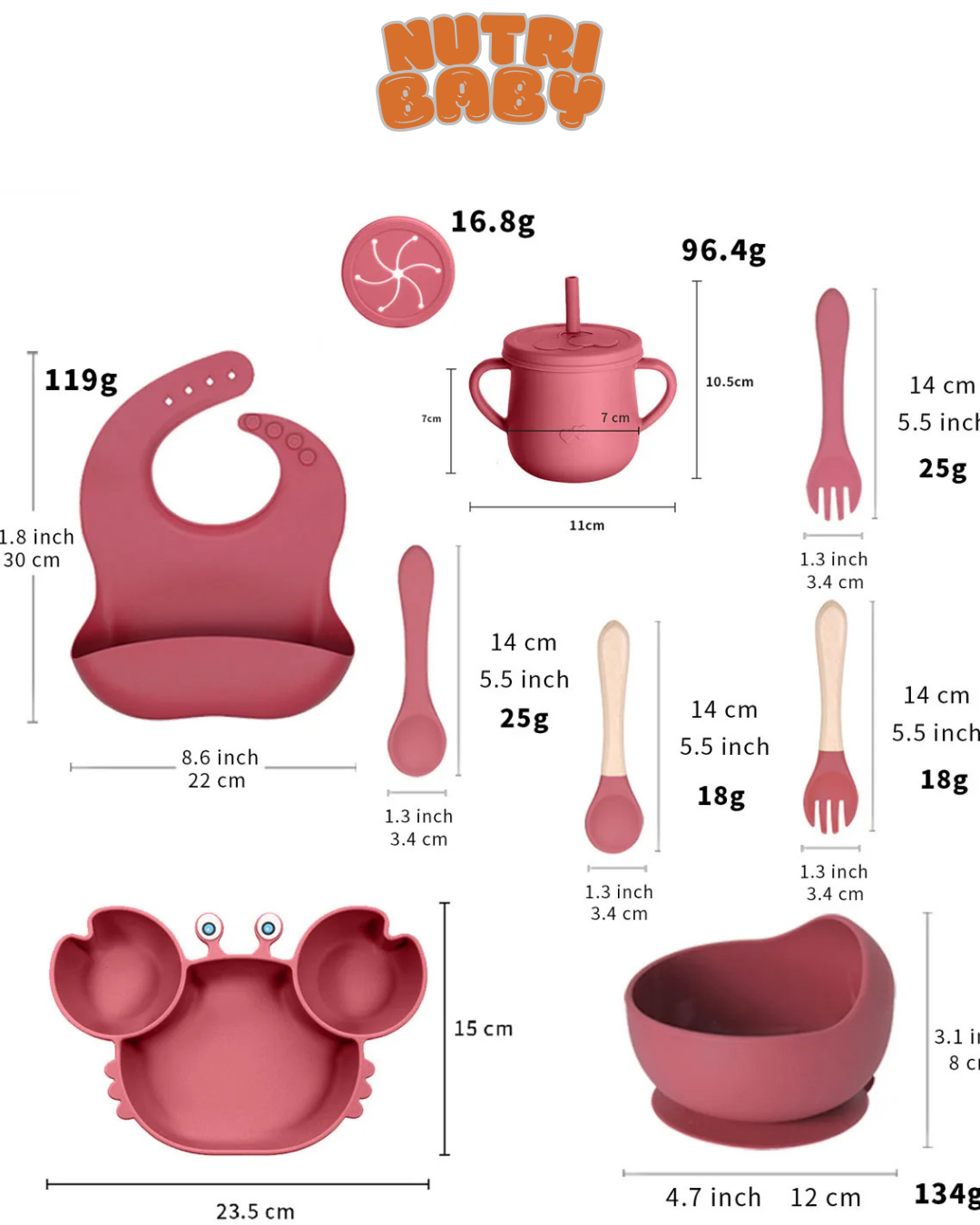 Kit alimentação silicone em forma de caranguejo 🦀