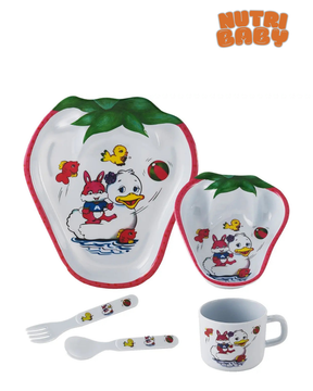 Kit Prato Alimentação Bebe Infantil Melamina - 5 Peças