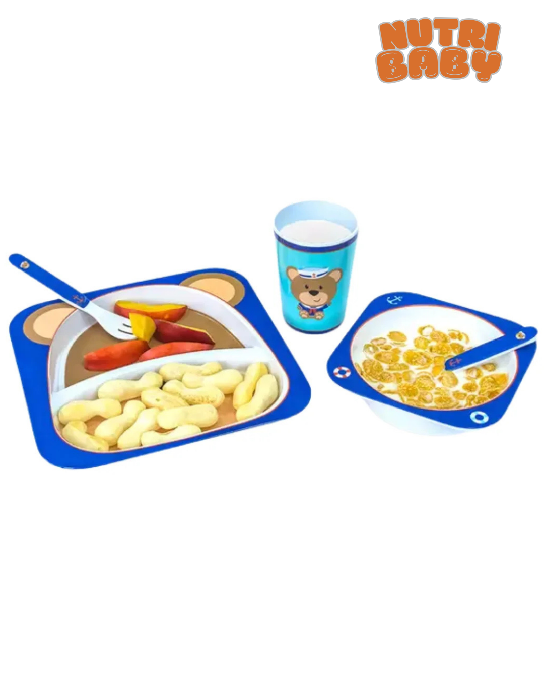 Kit Alimentação Bebê Turminha Animal 5 Peças Urso 🐻