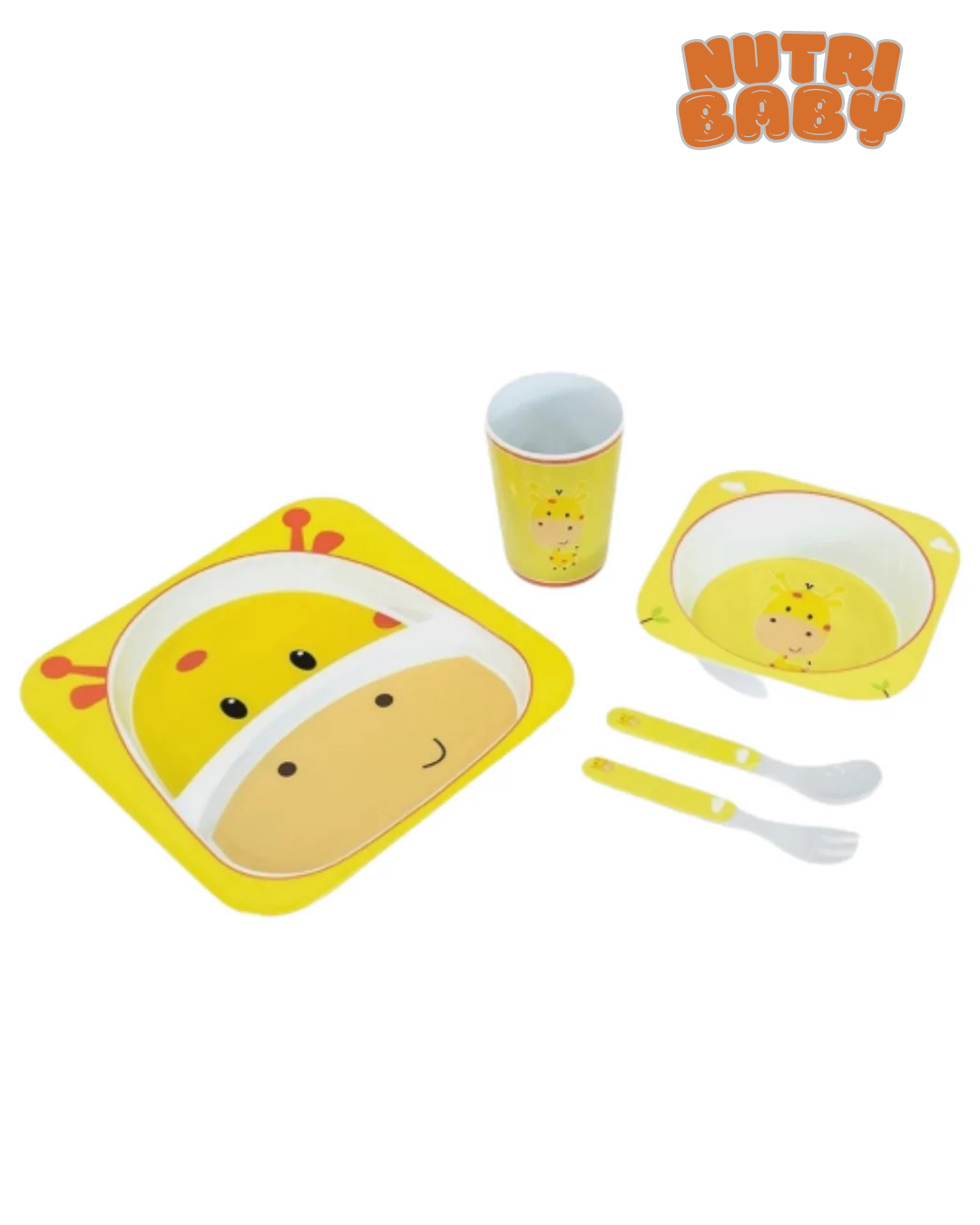 Kit Alimentação Bebê Turminha Animal 5 Peças Girafa 🦒