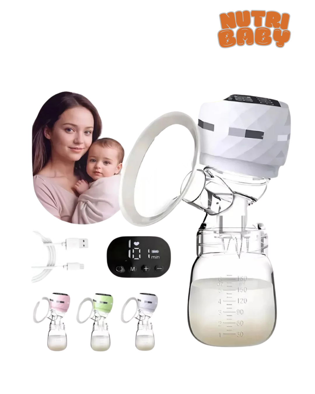 Bomba Extratora de Leite Elétrica com Visor Digital – 9 Velocidades