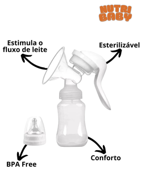 Bomba Tira Leite Manual Silicone Confortável Extração Leite
