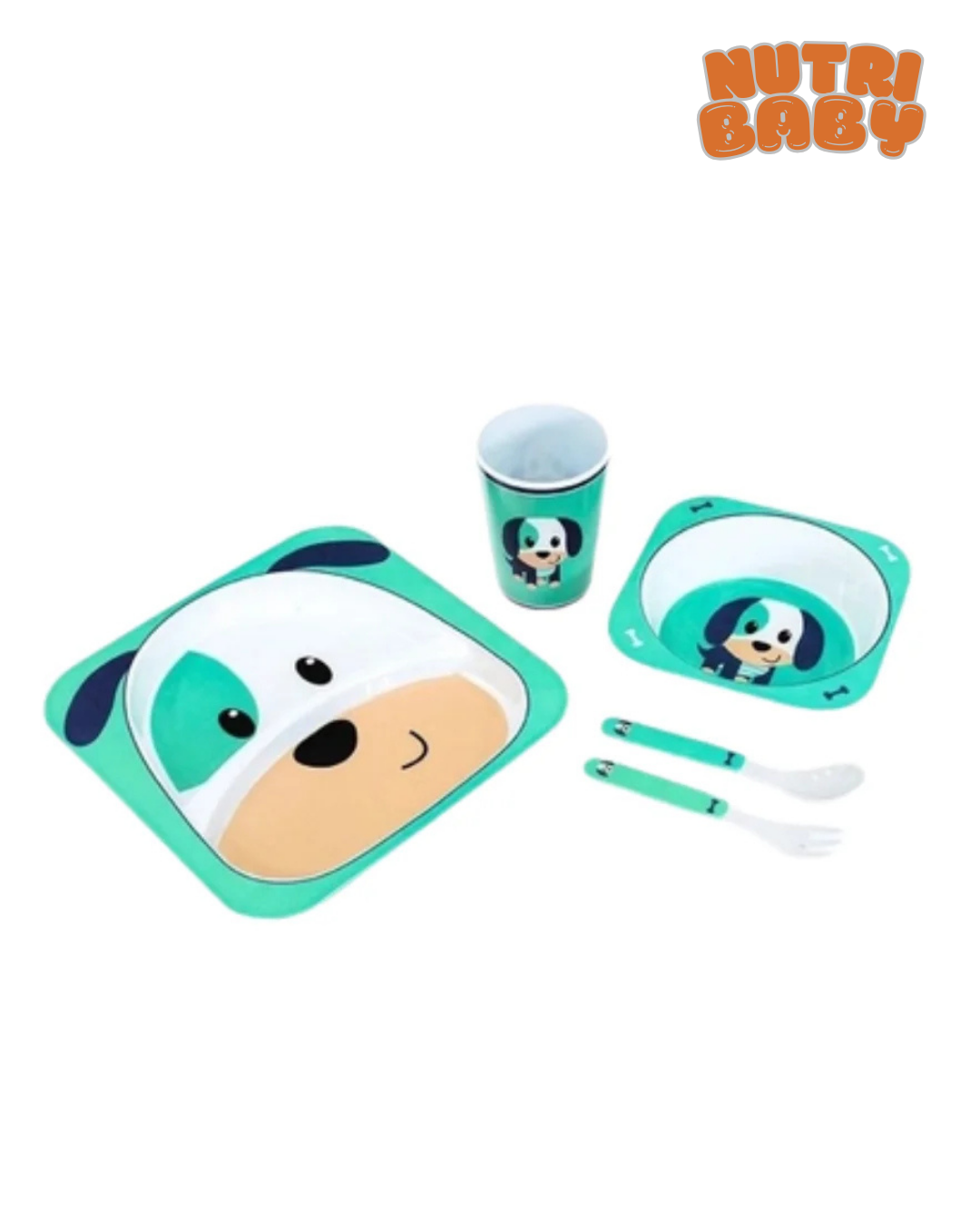 Kit Alimentação Bebê Turminha Animal 5 Peças Cachorro 🐕