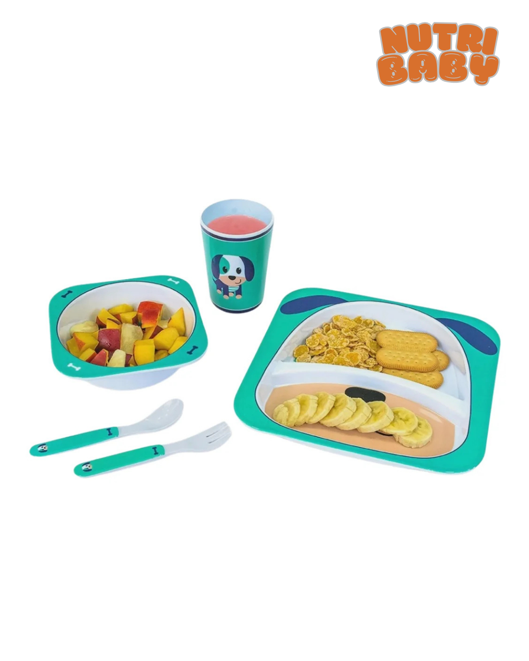 Kit Alimentação Bebê Turminha Animal 5 Peças Cachorro 🐕