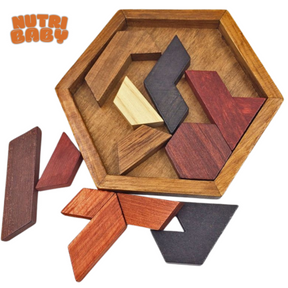 Quebra Cabeça Infantil de Madeira Hexagonal Montessori
