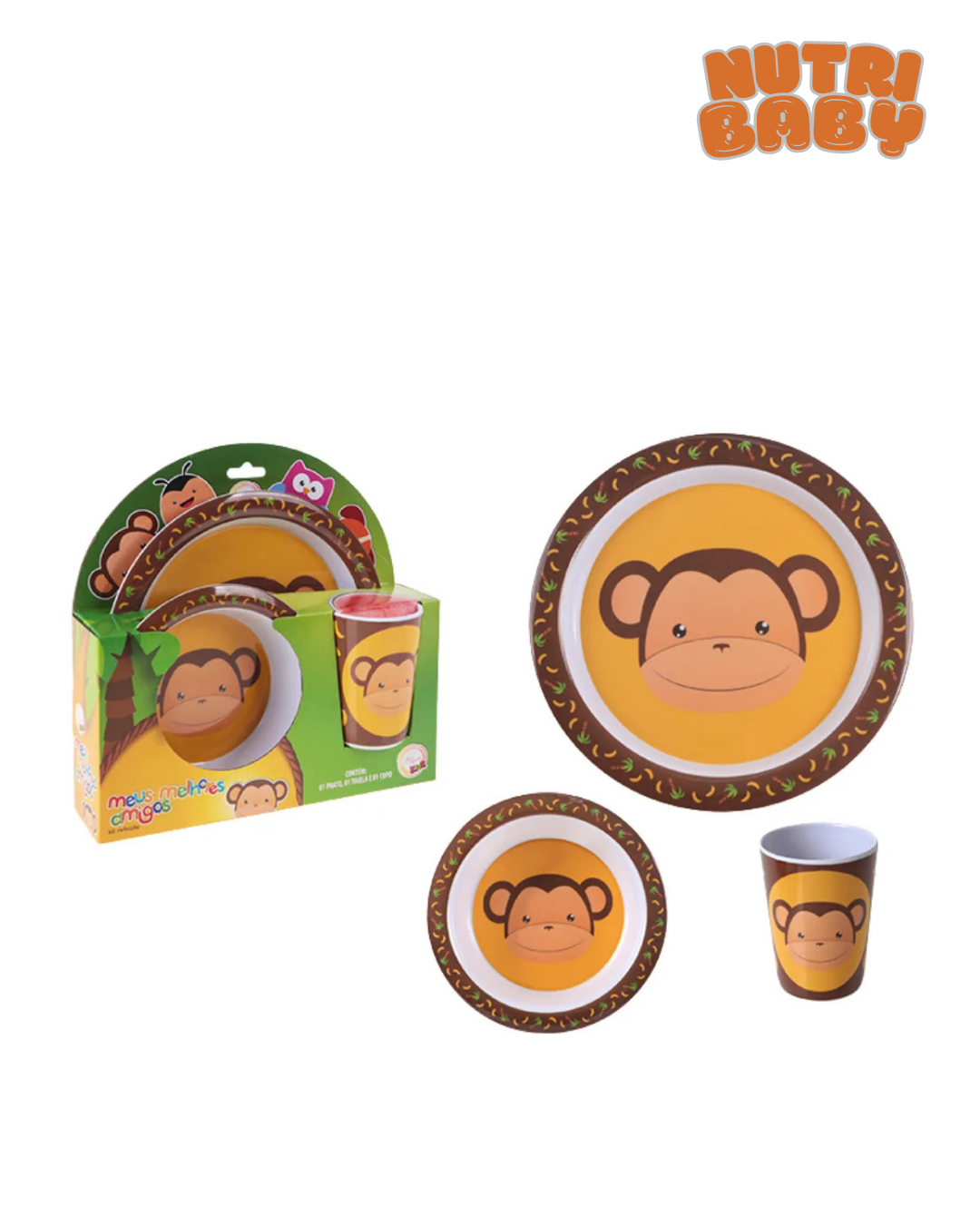 Kit Alimentação Infantil Melhores Amigos Macaco 🐒