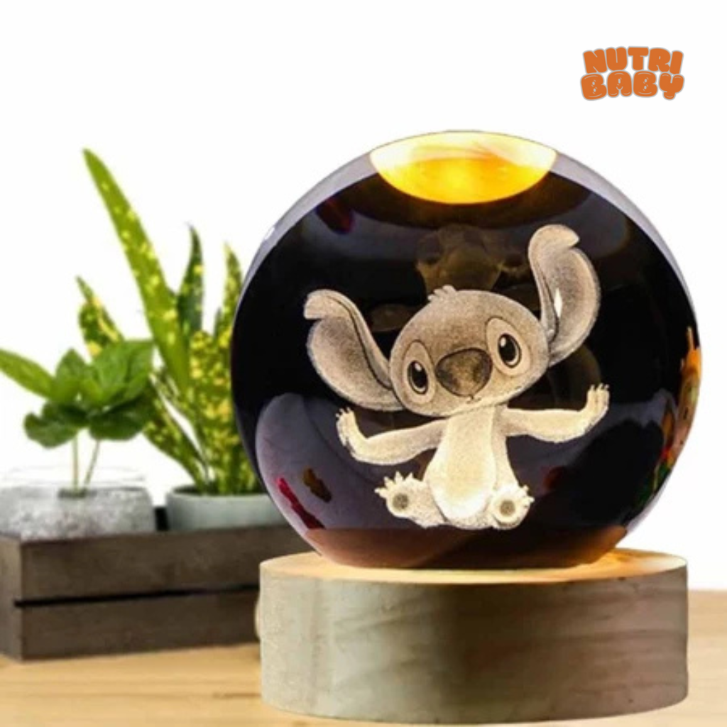 Luminária 3D Stitch Bola de Cristal USB LED - Nutri Baby