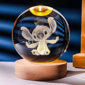 Luminária 3D Stitch Bola de Cristal USB LED - Nutri Baby